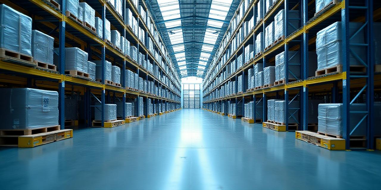 Modern logistics hub with high-bay shelving