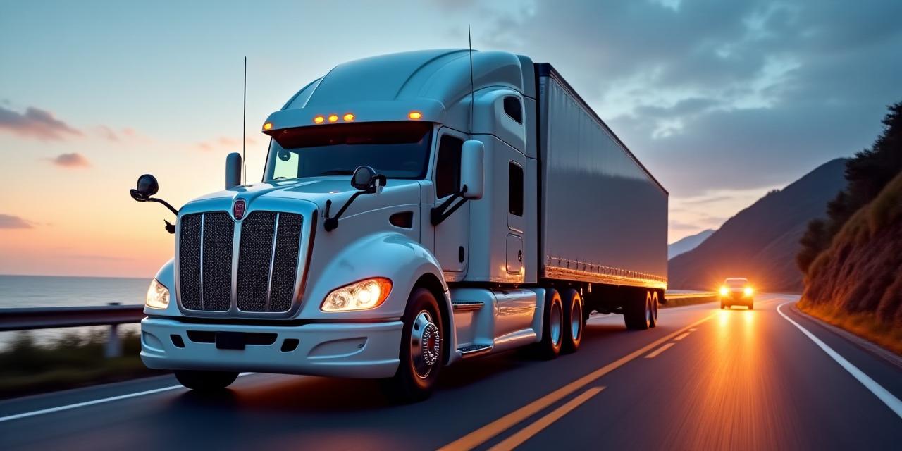 Ultra-modern commercial cargo truck on the highway